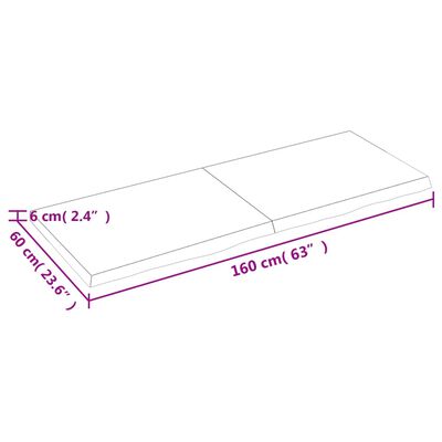 vidaXL vannasistabas letes virsma 160x60x(2-6)cm apstrādāts masīvkoks