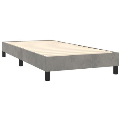 vidaXL atsperu gulta ar matraci, gaiši pelēka samts, 90x190 cm