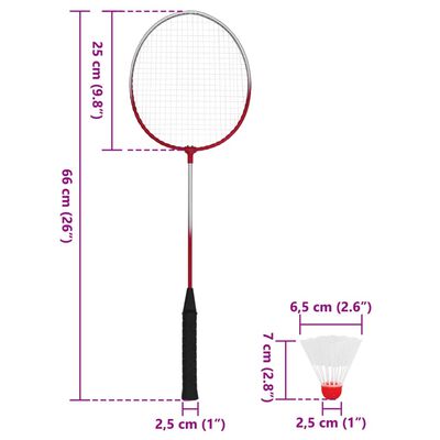 vidaXL badmintona komplekts ar 4 raketēm un tīklu 620x151 cm