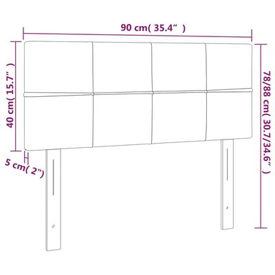 vidaXL gultas galvgalis ar LED, 90x5x78/88 cm, tumši brūns audums