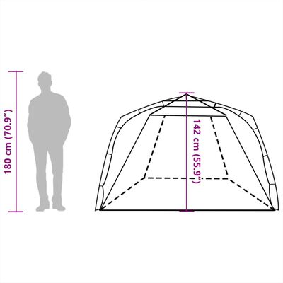 vidaXL pludmales telts 3 personām, pelēka, ūdensnecaurlaidīga