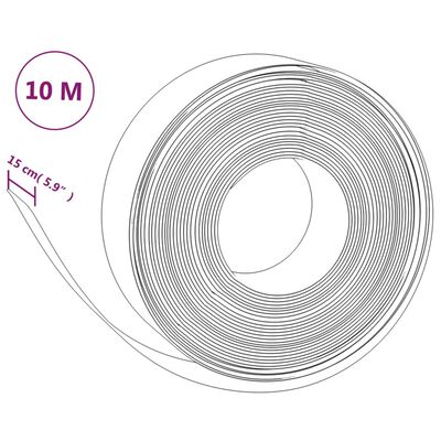 vidaXL dārza apmales, 4 gab., pelēkas, 10 m, 15 cm, polietilēns