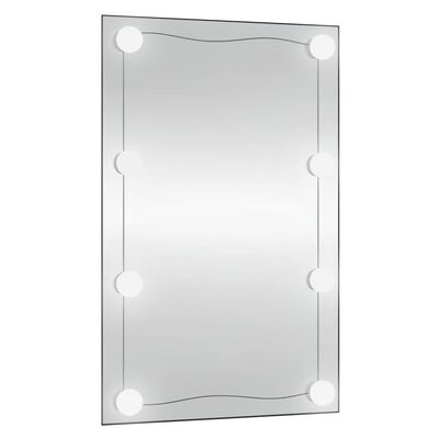 vidaXL sienas spogulis ar LED gaismām, 50x80 cm, stikls, taisnstūra