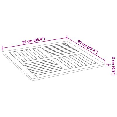 vidaXL galda virsma, 90x90x2,2 cm, dižskābarža koks, kvadrāta forma