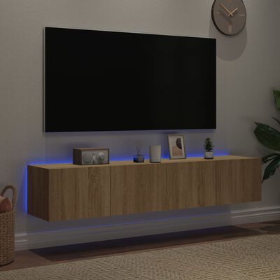 vidaXL TV plaukti ar LED lampiņām, 2 gab., 80x35x31 cm, koka krāsa