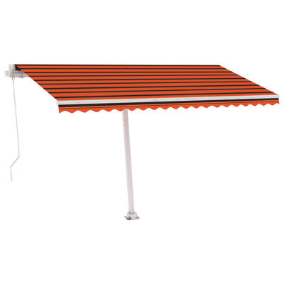 vidaXL izvelkama markīze ar LED, 450x350 cm, oranža un brūna