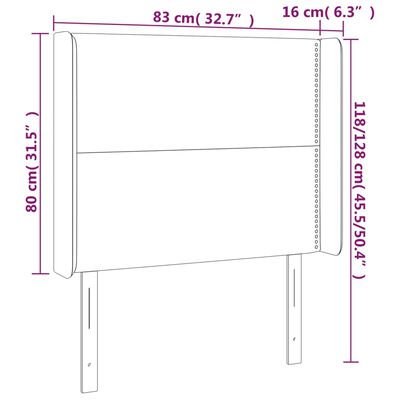 vidaXL gultas galvgalis ar LED, 83x16x118/128 cm, gaiši pelēks audums