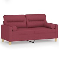 vidaXL divvietīgs dīvāns ar spilveniem, vīnsarkans, 140 cm, audums