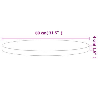 vidaXL galda virsma, Ø80x4 cm, apaļa, dižskābarža masīvkoks