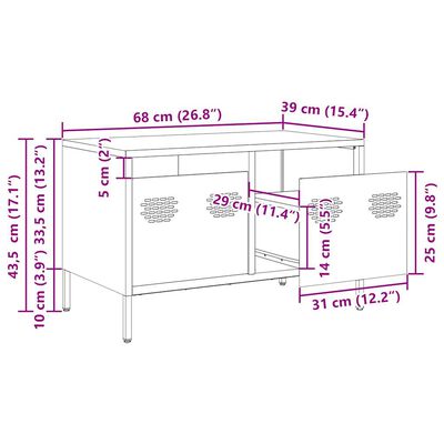 vidaXL TV skapītis, balts, 68x39x43,5 cm, auksti velmēts tērauds