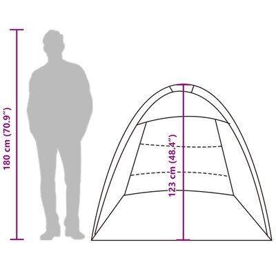 vidaXL pludmales telts 3 personām, pelēka, ūdensnecaurlaidīga