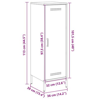 vidaXL augstais skapītis, melns, 36x39x113 cm, tērauds