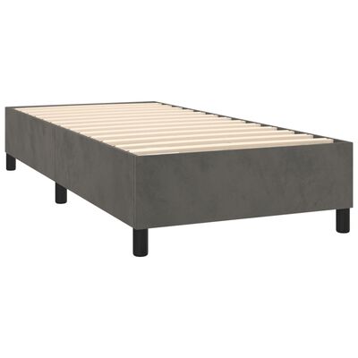 vidaXL atsperu gulta ar matraci, tumši pelēka samts, 90x200 cm