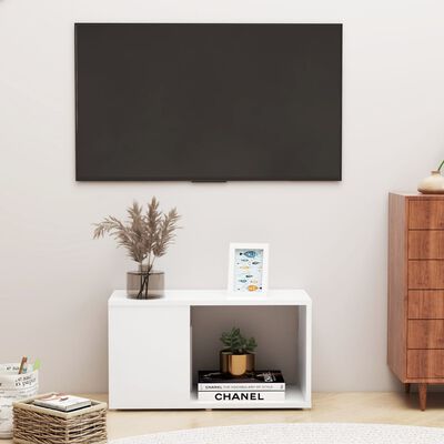 vidaXL TV skapis, balts, 60x24x32 cm, kokskaidu plātne