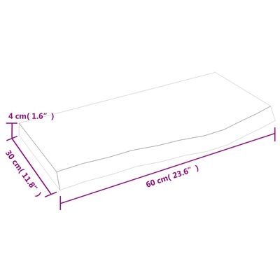 vidaXL vannasistabas letes virsma, 60x30x(2-4)cm, apstrādāts masīvkoks