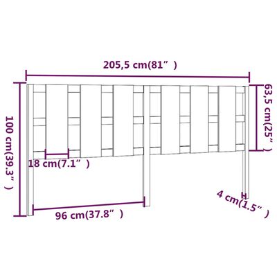 vidaXL gultas galvgalis, medus brūns, 205,5x4x100cm, priedes masīvkoks