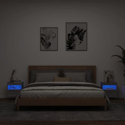 vidaXL TV plaukti ar LED lampiņām, 2 gab., 40x30x40 cm, pelēka ozola