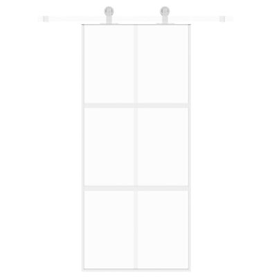 vidaXL bīdāmās durvis, baltas, 90x205 cm, rūdīts stikls un alumīnijs