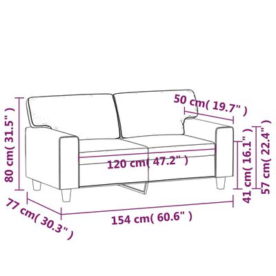 vidaXL divvietīgs dīvāns, melns, 120 cm, mākslīgā āda