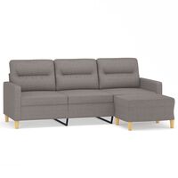 vidaXL trīsvietīgs dīvāns ar kājsoliņu, 180 cm, pelēkbrūns audums