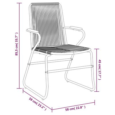 vidaXL 7-daļīgs dārza mēbeļu komplekts, melna PVC rotangpalma