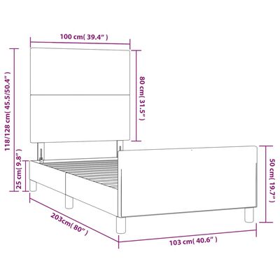 vidaXL gultas rāmis ar galvgali, balts, 100x200 cm, mākslīgā āda