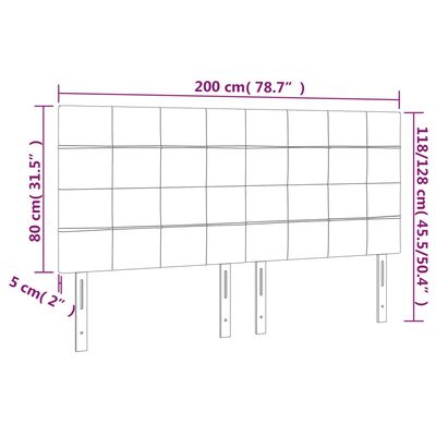 vidaXL gultas galvgaļi, 4 gab., 100x5x78/88 cm, melns audums