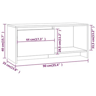 vidaXL TV skapītis, balts, 90x35x40 cm, inženierijas koks