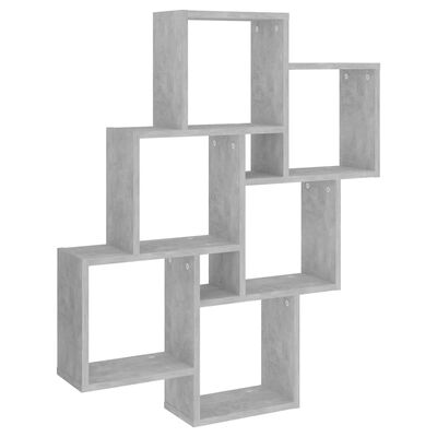 vidaXL kuba formas sienas plaukts, betona pelēks, 78x15x93 cm