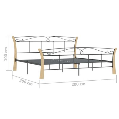 vidaXL gultas rāmis, melns metāls, 200x200 cm