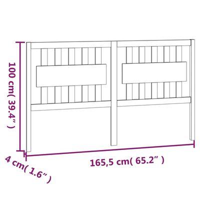 vidaXL gultas galvgalis, balts, 165,5x4x100 cm, priedes masīvkoks