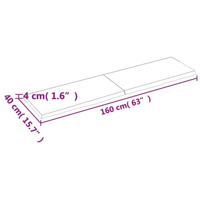 vidaXL galda virsma, gaiši brūna, 160x40x(2-4) cm, ozola masīvkoks