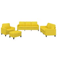 vidaXL četrdaļīgs dīvānu komplekts ar spilveniem, dzeltens audums