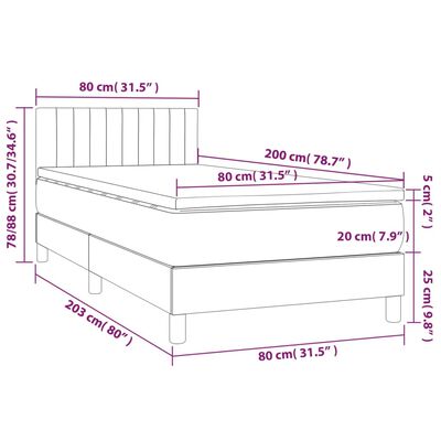 vidaXL atsperu gulta ar matraci, LED, gaiši pelēks audums, 80x200 cm