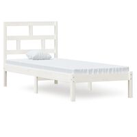 vidaXL gultas rāmis, balts, masīvkoks, 75x190 cm, 2FT6, vienvietīgs