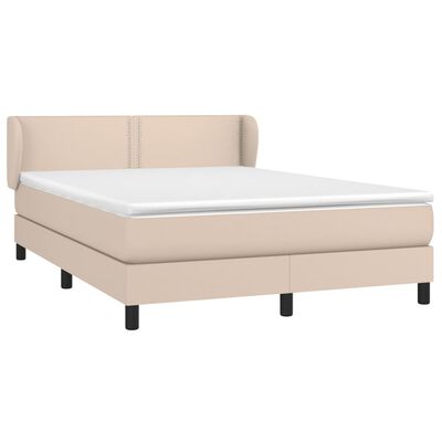 vidaXL atsperu gulta ar matraci, kapučīno, 140x190 cm, mākslīgā āda