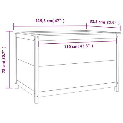 vidaXL augstā puķu kaste, 119,5x82,5x78 cm, priedes masīvkoks