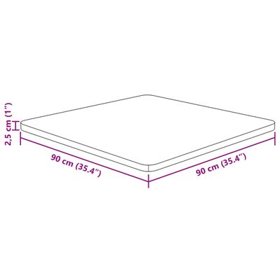 vidaXL kvadrātveida galda virsma, 90x90x2,5 cm, ozola masīvkoks