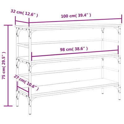 vidaXL konsoles galdiņš, melns, 100x32x75 cm, inženierijas koks