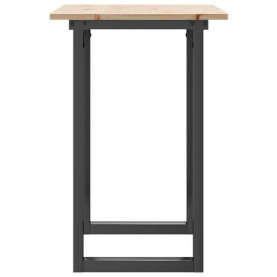 vidaXL virtuves galds, O-rāmis, 80x50x75 cm, priedes koks, čuguns