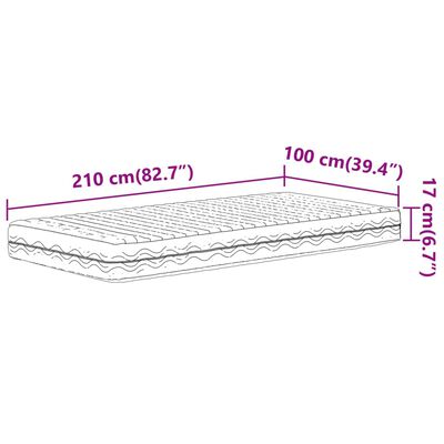 vidaXL putu matracis, balts, 100x210 cm, cietība H2, H3