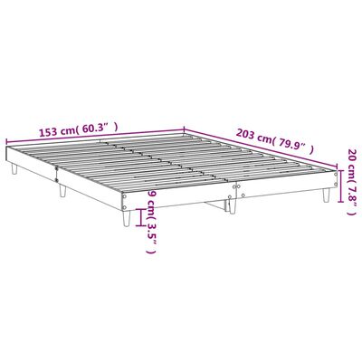 vidaXL gultas rāmis, melns, 150x200 cm, inženierijas koks