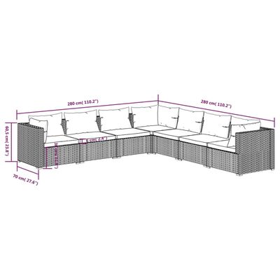 vidaXL 7-daļīgs dārza atpūtas mēbeļu komplekts, brūna PE rotangpalma