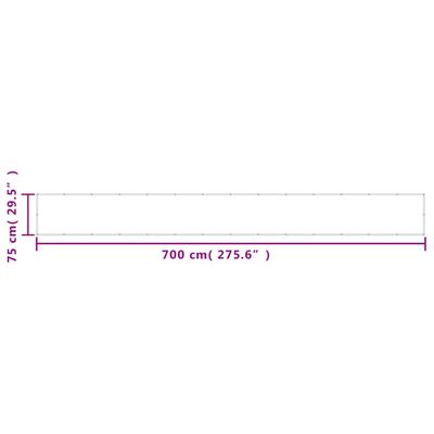 vidaXL balkona aizslietnis, melns, 75x700 cm, 100% poliestera oksforda