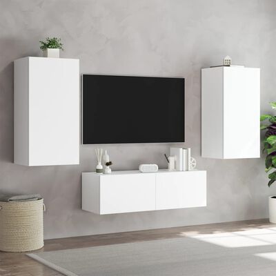 vidaXL TV galdiņš ar LED lampiņām, balti, 40,5x35x80 cm