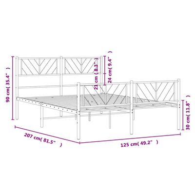 vidaXL gultas rāmis ar galvgali un kājgali, melns metāls, 120x200 cm