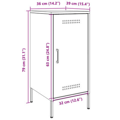 vidaXL kumode, balta, 36x39x79 cm, auksti velmēts tērauds