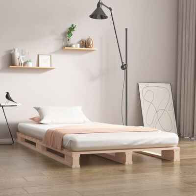 vidaXL palešu gulta, 90x190 cm, priedes masīvkoks, vienvietīga
