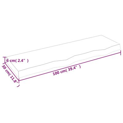 vidaXL vannasistabas virsma, tumši brūna, 100x30x(2-6) cm, masīvkoks