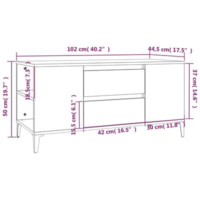 vidaXL TV skapītis, ozolkoka krāsa, 102x44,5x50 cm, inženierijas koks